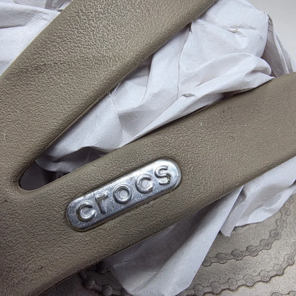Crocs Patricia Wedge Sandals Womens 11 Khaki Taupe Good Condition Slide Shoes